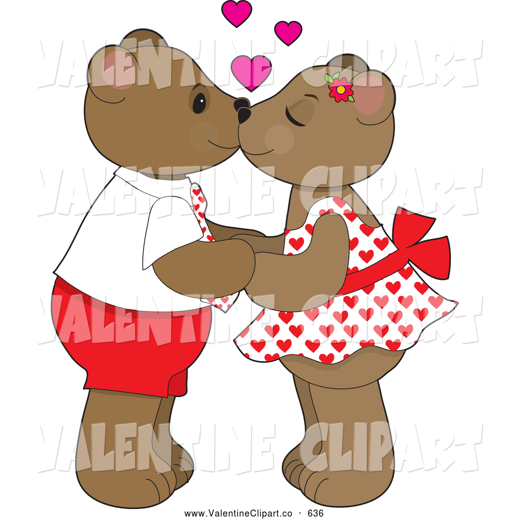 Clip Art Graphic Of Two Smooching Teddy Bears Holding Hands Hearts