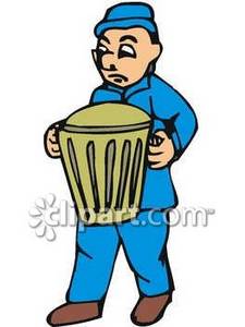 Clipart Picture Of A Garbageman Carrying A Can