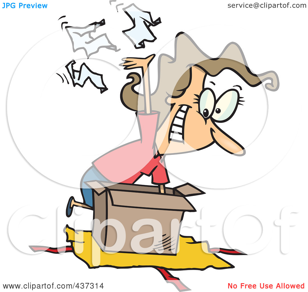 Free  Rf  Clipart Illustration Of A Cartoon Woman Tearing The Wrapping