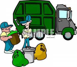 Garbage Men Picking Up The Trash   Royalty Free Clipart Picture