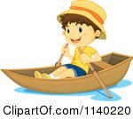 Happy Boy In A Row Boat Happy Brunette Boy In A Row Boat At Sea
