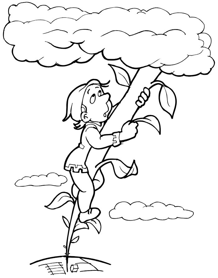 Jack And The Beanstalk Coloring Page   Climbing Beanstalk