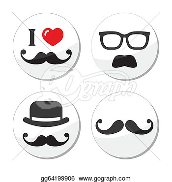 Moustache Icons   Stock Clipart Illustration Gg64199906   Gograph