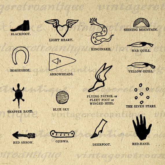 Native American Indian Symbols Graphic Digital Download Image    