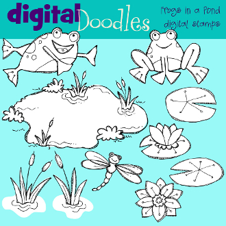 Our Products    Frogs In A Pond Digital Stamps