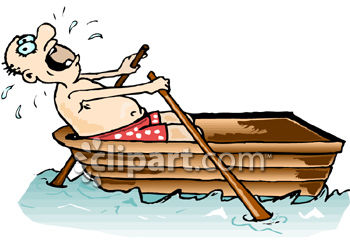 Overheated Man In A Rowboat Pouring Sweat Royalty Free Clipart Image