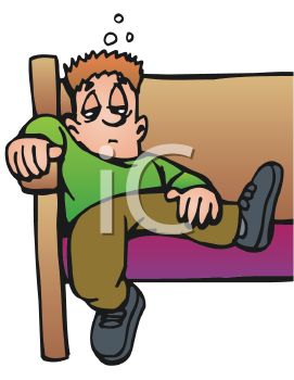 Royalty Free Clipart Image  Bored Kid Slouching In A Church Pew