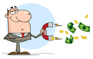 Salesman Clipart Image   Cartoon Salesman With Money Attracting Magnet