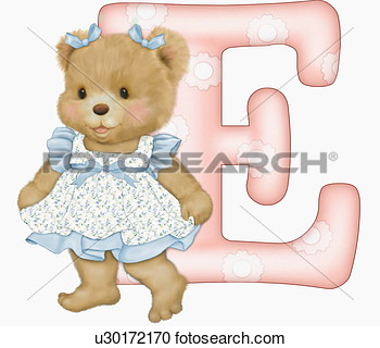 The Capital Letter E With Teddy Bear  Fotosearch   Search Clipart