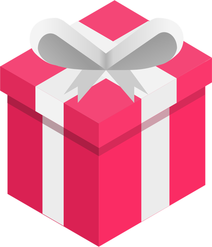 Vector Clip Art Of Pink Gift Box With A White Ribbon   Public Domain