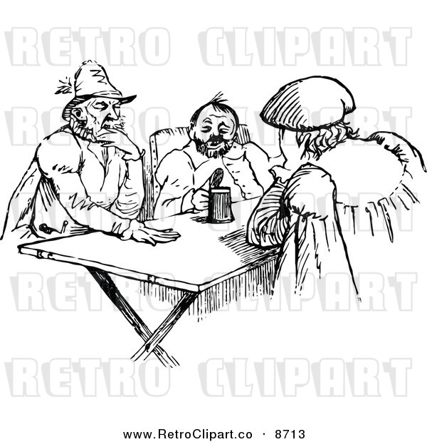 Vector Clipart Of Retro Black And White Men In A Meeting By Prawny    