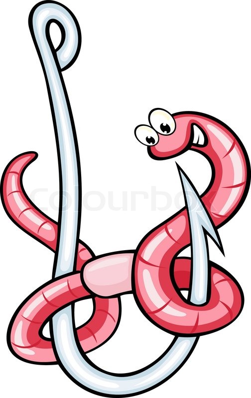Worm On A Hook Clipart Of  Funny Warm On Hook