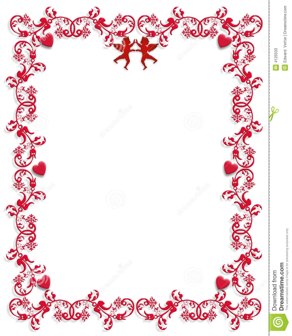 3d Illustration For Valentines Day Frame Background Or Border With