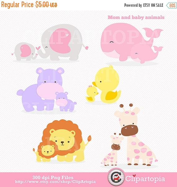 50 Off Sale Mom And Baby Animal Digital Clipart   By Clipartopia