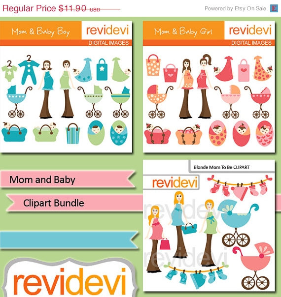 70  Off Sale Mom And Baby Clipart Bundle   Mom To Be Baby Carriage    
