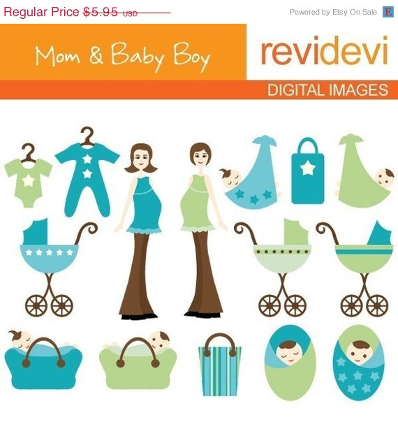 80  Off Sale Mom And Baby Boy Clipart 07059   Instant By Revidevi