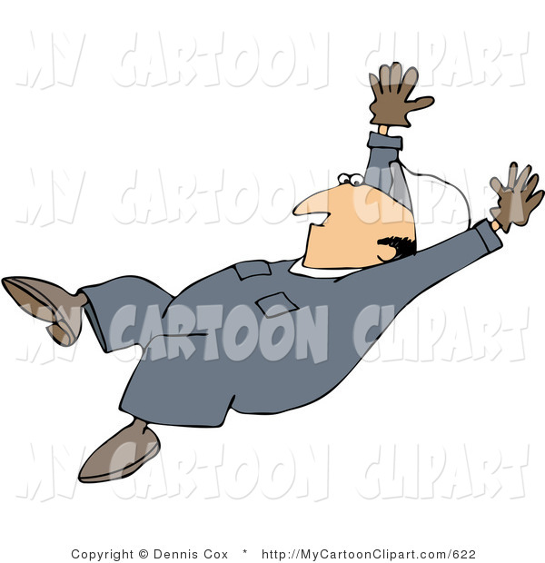 Clip Art Of A White Worker Man Slipping And Falling Backwards By Djart
