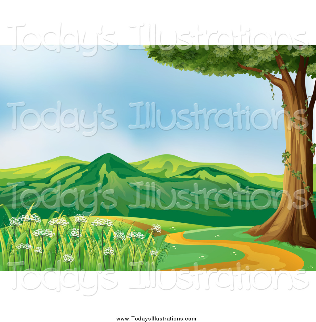 Clipart Of A Path Leading To Mountains Over Hills By Colematt    9421