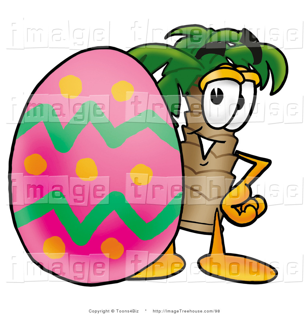 Clipart Of A Tropical Palm Tree Mascot Cartoon Character Standing