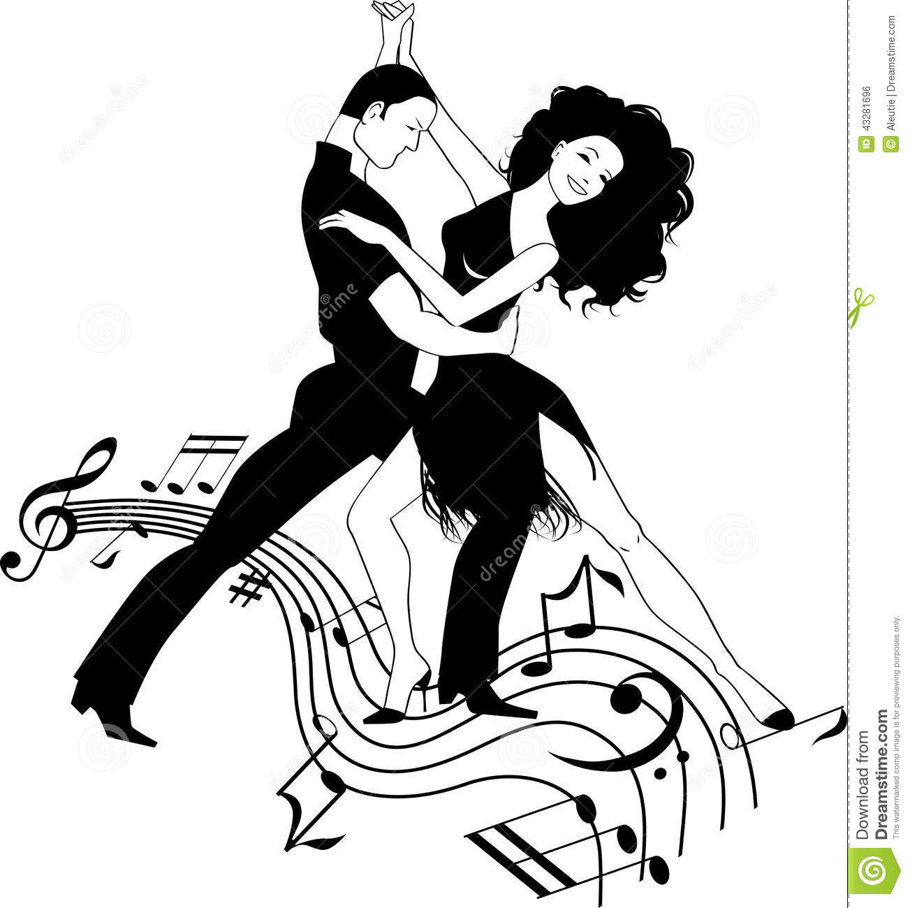 Couplez Le Latin De Danse Sur Une Barre Whirly Musicale Clipart Noir