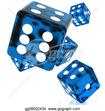 Drawings   3d Blue Rolling Dice On White Background  Stock