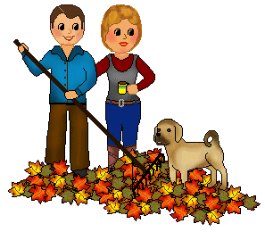 Fall Clip Art   A Boy With Rake Dogs Wagon And Leaves
