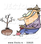     Guy Digging A Hole With A Shovel Beside A New Tree By Ron Leishman