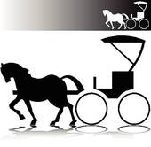 Horse Buggy Vector Silhouettes   Royalty Free Clip Art
