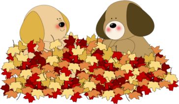     In Leaves Clip Art Image   Two Dogs Playing In A Pile Of Fall Leaves
