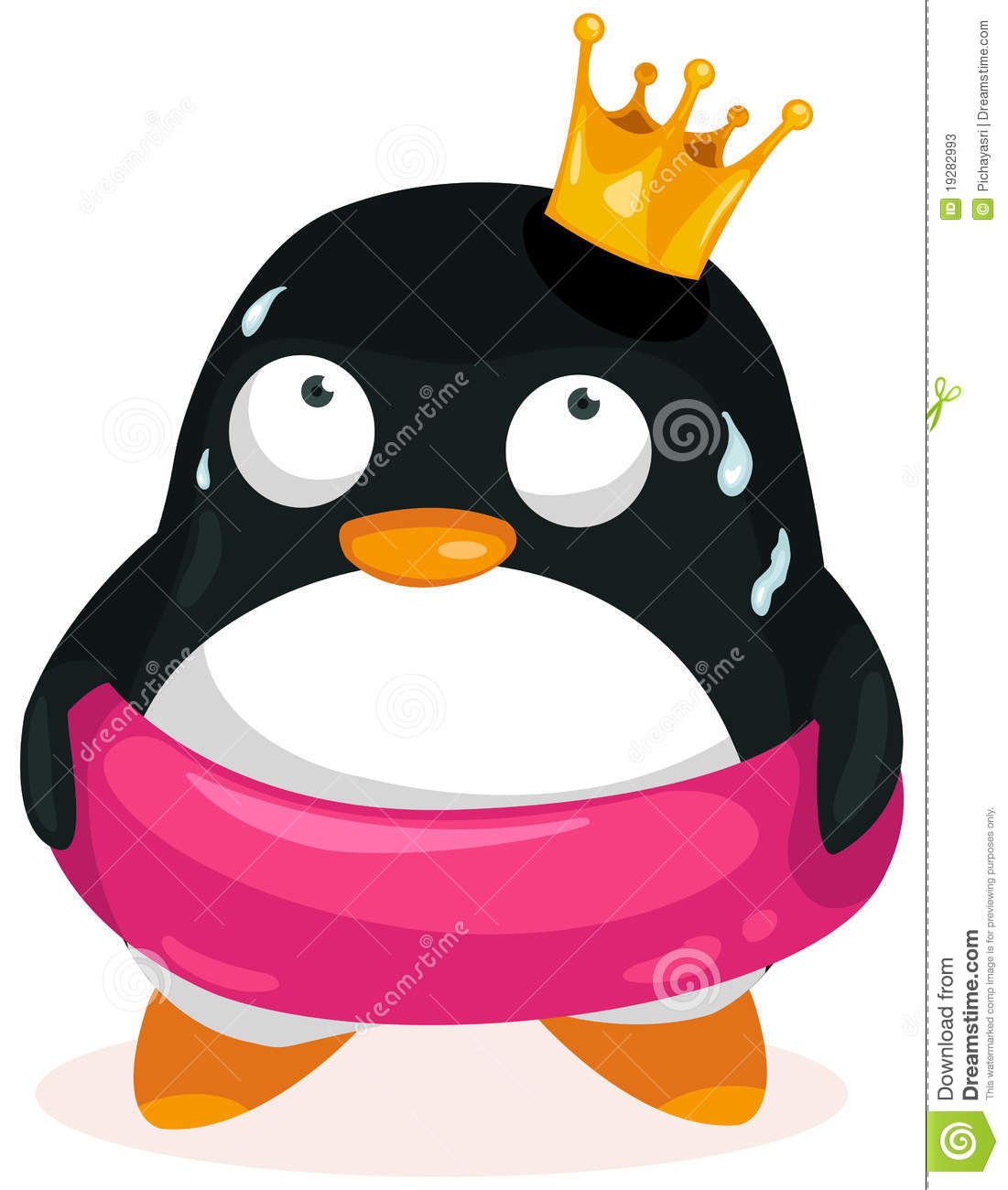 Isolated Cartoon Penguin With Life Buoy On White Mr No Pr No 2 588 4