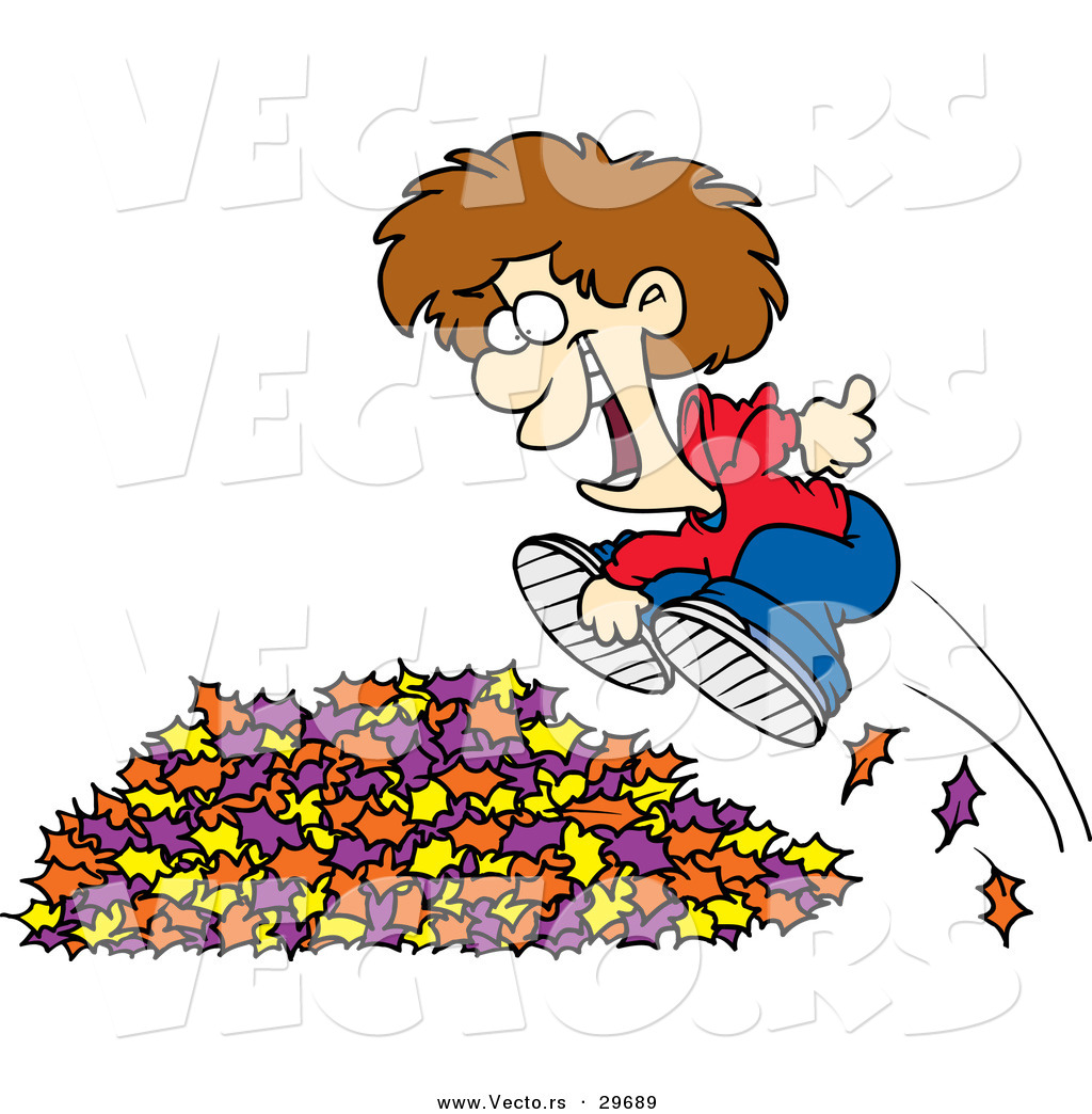Kids Jumping In Leaves Clip Art