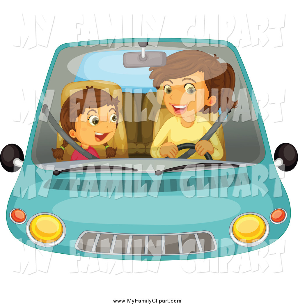 Larger Preview  Clip Art Of A Brunette White Mother And Daughter In A    