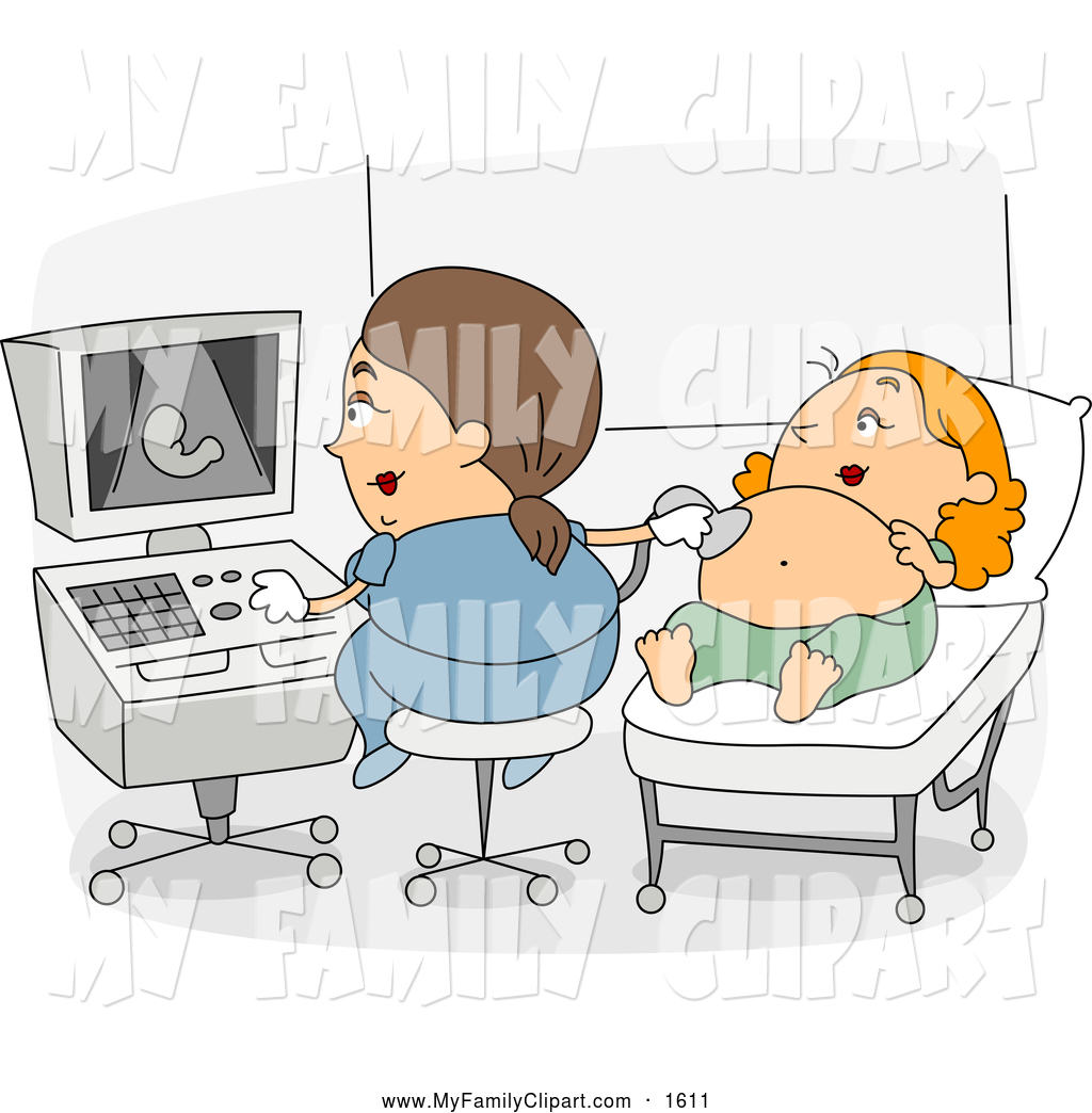 Larger Preview  Clip Art Of A Female Ultrasound Technician And Patient    