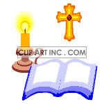 Royalty Free Bible Wth Candle And Cross Clipart Image Picture Art    