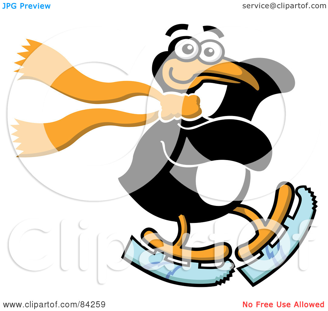 Royalty Free  Rf  Clipart Illustration Of A Happy Ice Skating Penguin
