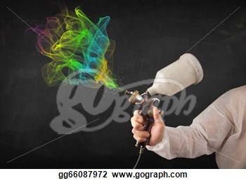 Stock Illustration   Painter Working With Airbrush And Paints Colorful