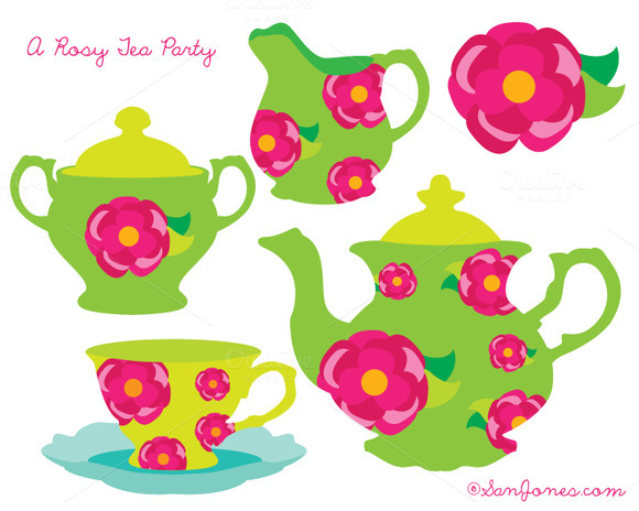 Tea Party Clip Art   Roses Florals