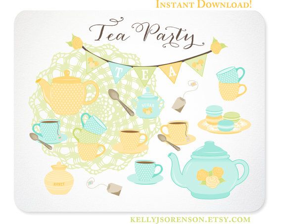 Tea Party Clipart Yellow Rose Doily Bunting By Kellyjsorenson  5 00    