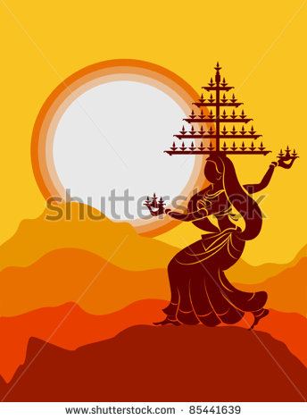 Vector Download   Garba Dancer Performing With Diya On Head In Sunset