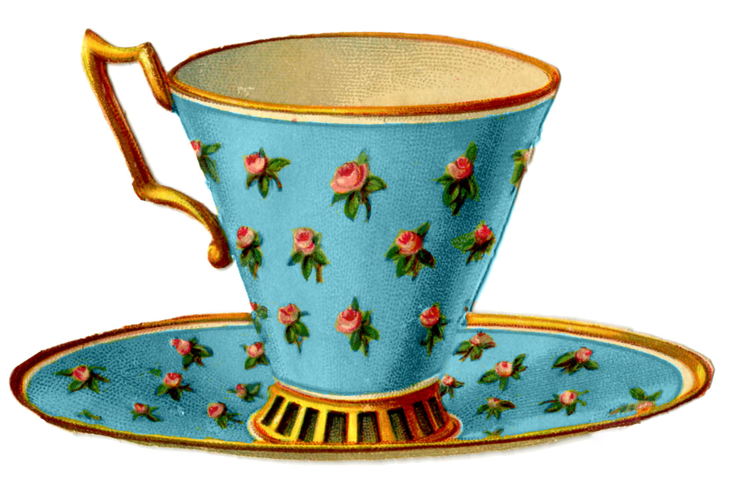 Vintage Graphics   3 Pretty Teacups With Roses   The Graphics Fairy