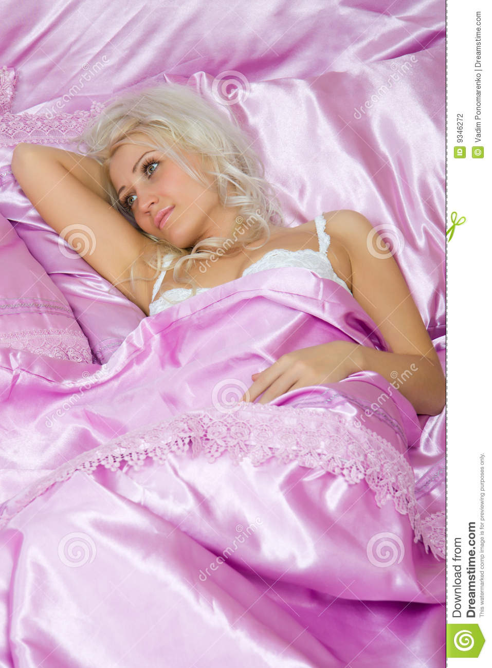 Young Caucasian Woman Sleep In Bed Stock Photography   Image  9346272