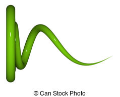 3d Render Of Shiny Reflective Green Coil On White Stock Illustration
