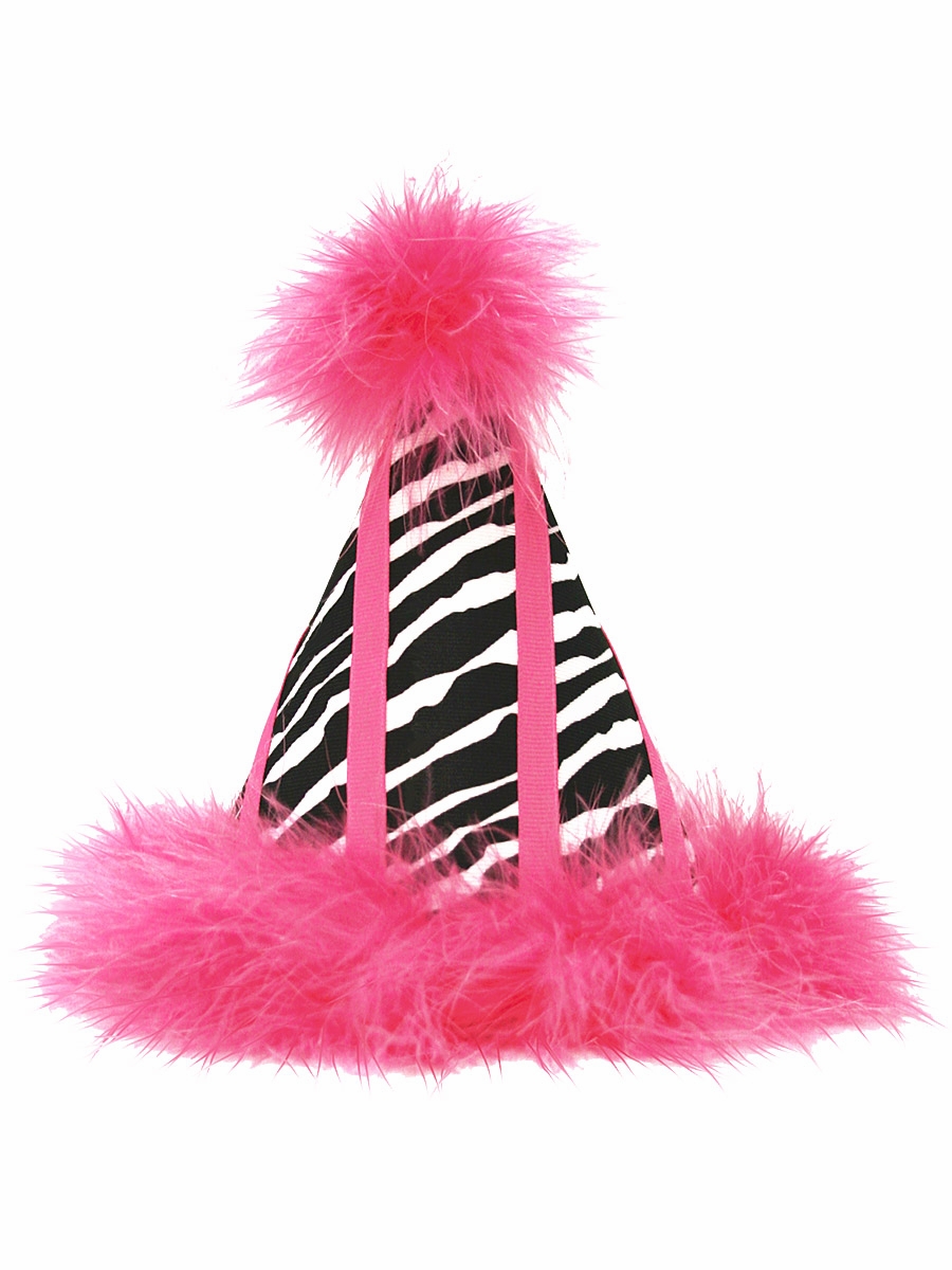 Accessories   Birthday   Hot Pink Zebra Print Birthday Party Hat