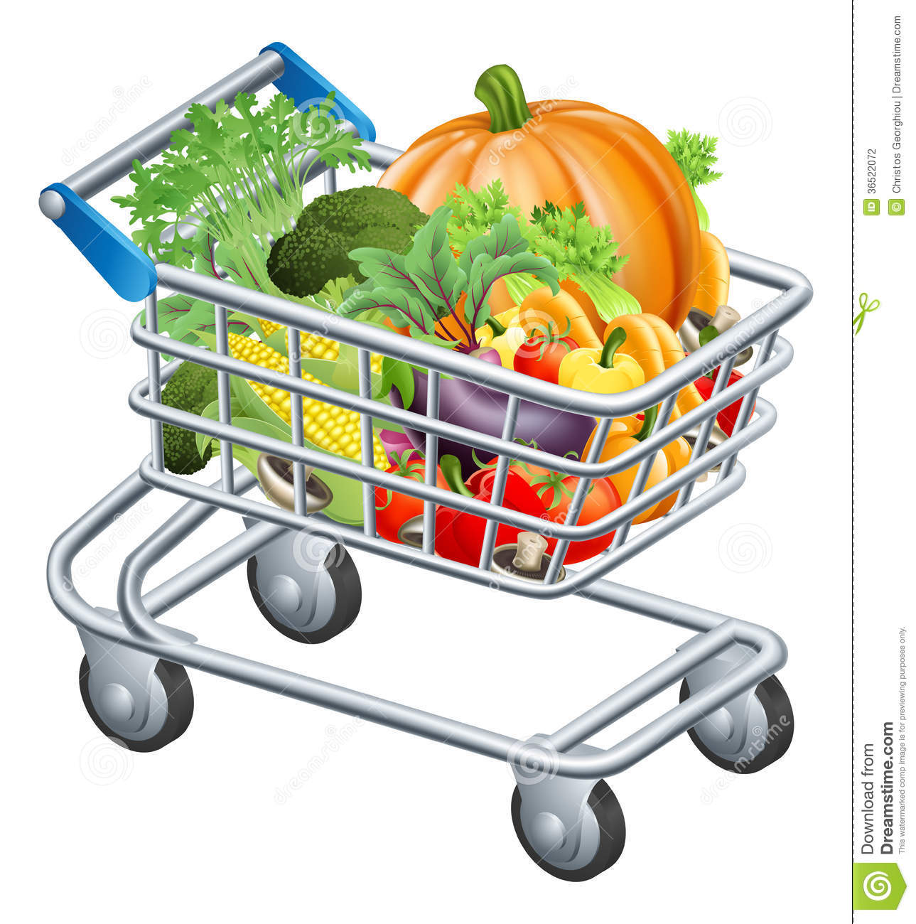 An Illustration Of A Trolley Or Supermarket Shopping Cart Full Of