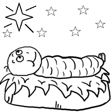 Baby Jesus In The Manger Clipart Colored And Black And White