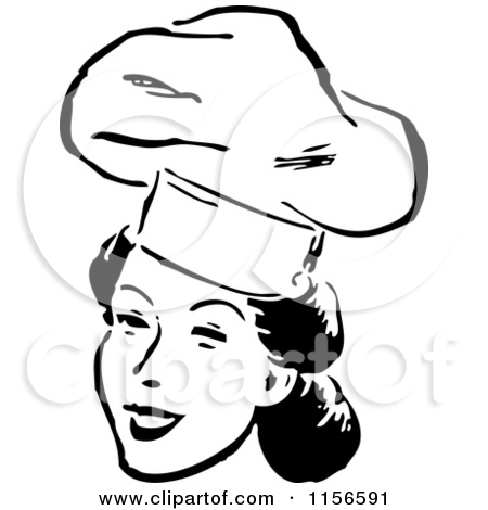 Black And White Chef Clipartclipart Of A Black And White Retro Female