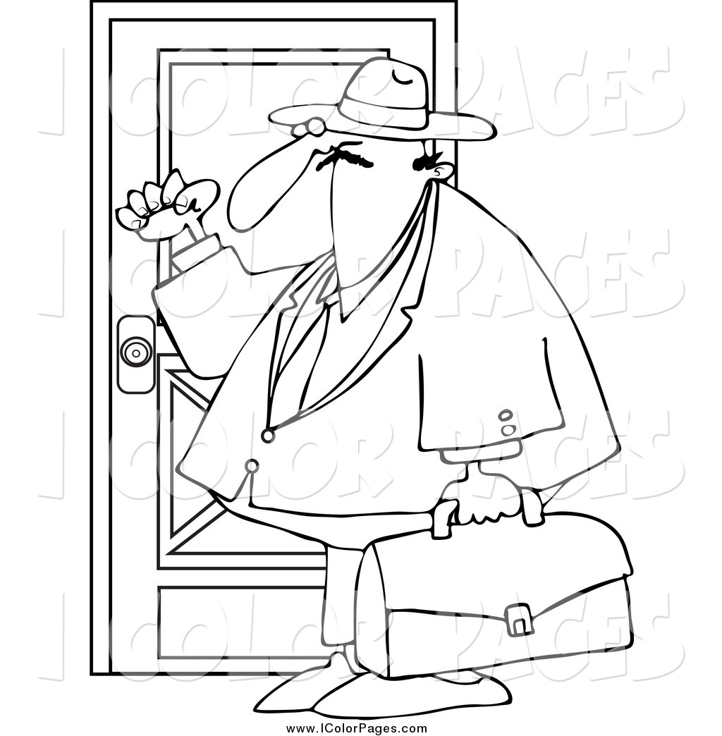 Black And White Chubby Door To Door Salesman Knocking By Dennis Cox