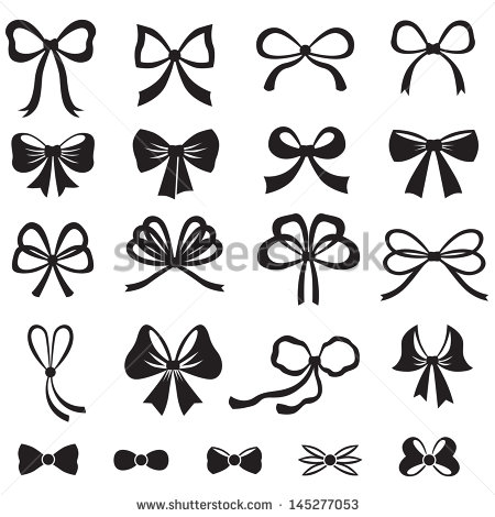 Black And White Silhouette Image Of Bow Set   Stock Vector