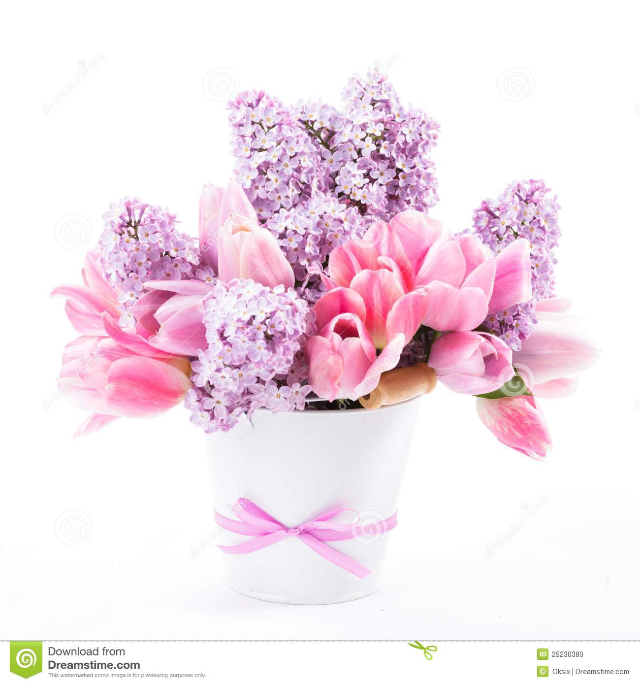 Bouquet From Tulips And Lilac Stock Photo   Image  25230380