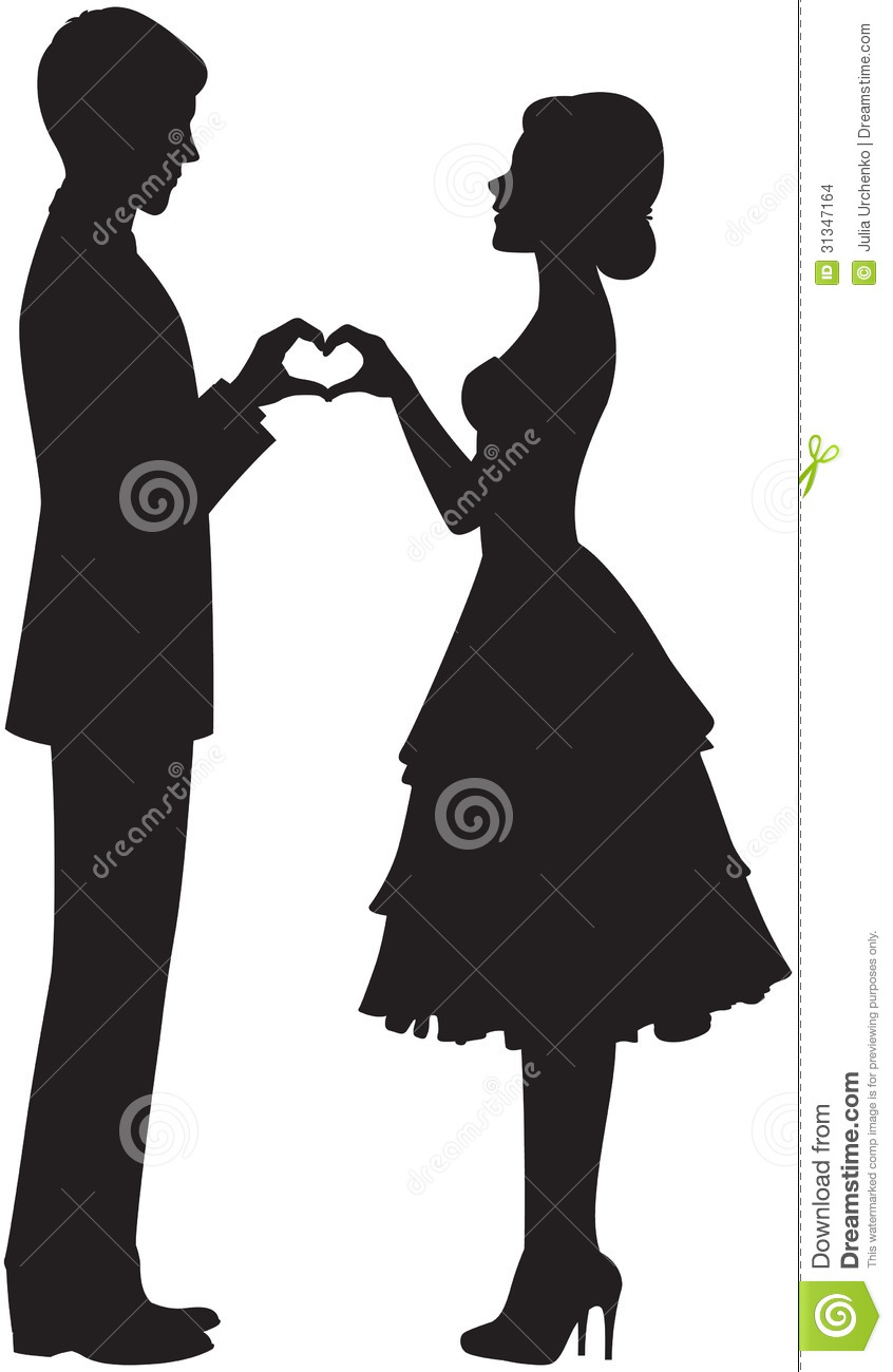 Bride And Groom Silhouette Clipart Black And White Silhouette Of Bride